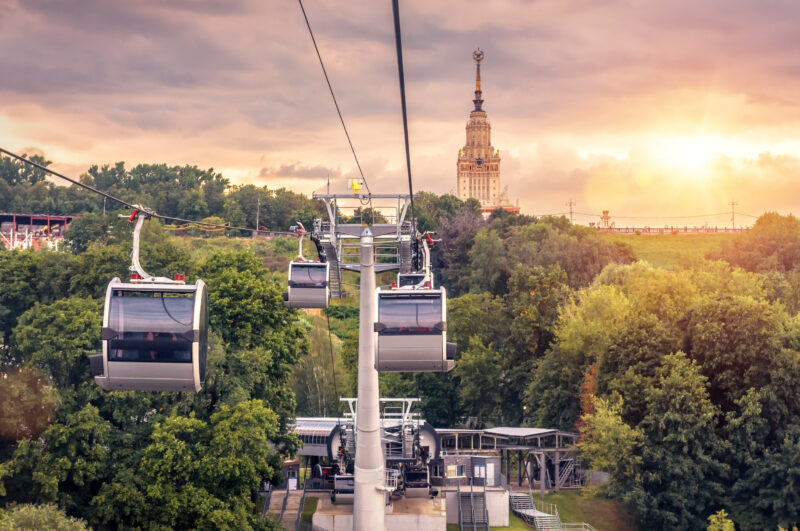 Seilbahn auf Sparrow Hills in Moskau
