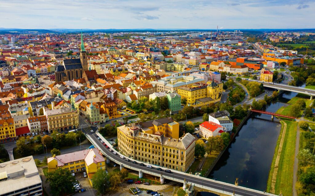 Blick auf Pilsen
